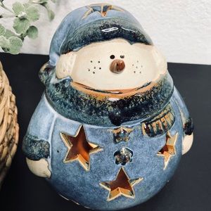Vintage Snowman Votive Candle Holder